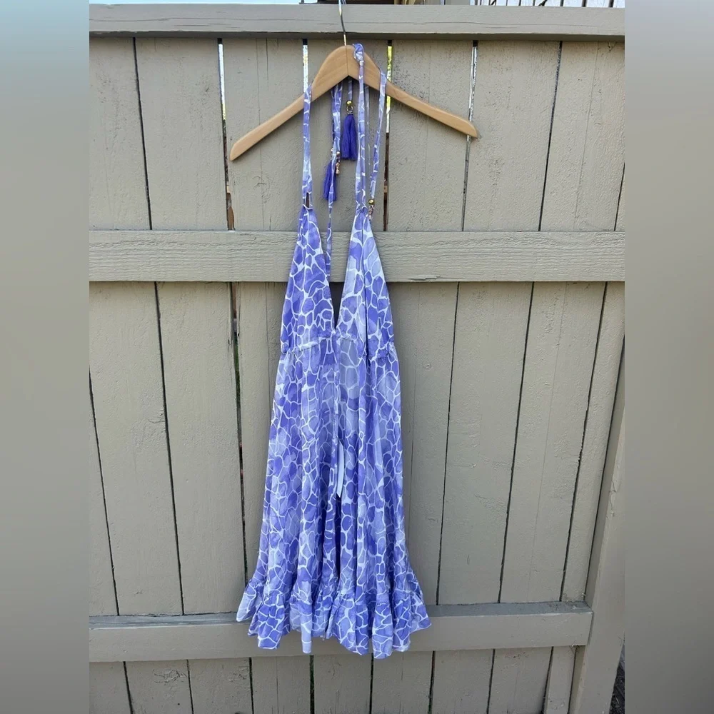 NWT Sophia Alexia Silk Mini Ibiza Dress Lilac Pebbles One Size Beach Resortwear - Picture 6 of 13